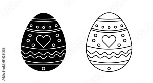 Two easter eggs with heart designs on white background Vector