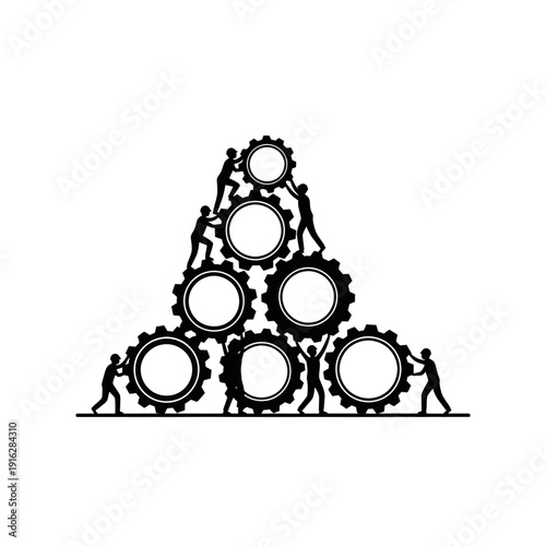 People Working Together on Gears Mechanism.