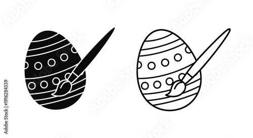 Easter egg decorating tools and paintbrushes for creative design Vector