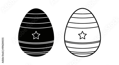 Black and white eggs with star design vector illustration Vector