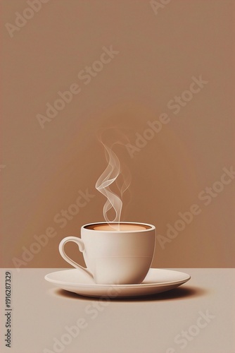 A vector icon of a steaming cup of coffee with a rich crema, centered on a solid background.