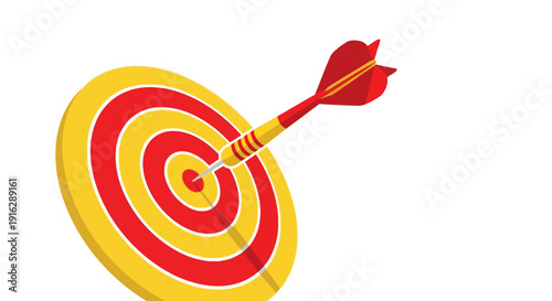 Dartboard with Dart Hitting Center - Target Achievement Concept