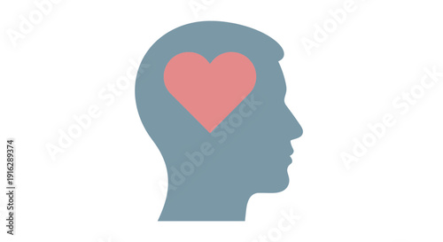 Human Head Silhouette with Heart Inside