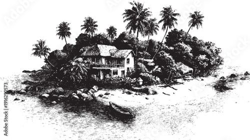 Vector illustration of palm trees on the Maldives coast