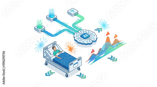 Isometric Cloud Security and Email Automation: Robotic Arms Filtering Data on Conveyor Belt