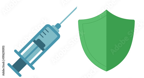 Vaccine Syringe and Shield Icon