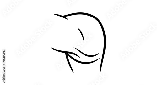 Minimalist Line Art Elephant Trunk and Head Outline