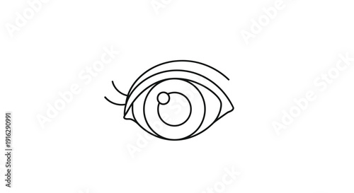Minimalist Line Art Drawing of a Human Eye with Eyelashes and Pupil