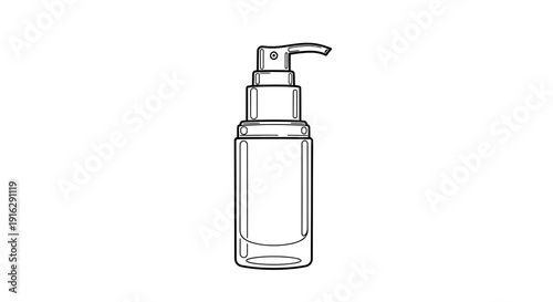 Minimalist Line Art of a Pump Bottle Dispenser