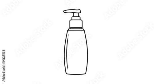 Minimalist Line Art of a Pump Bottle Dispenser