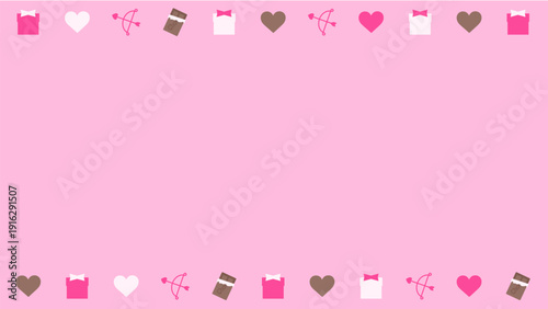 季節のモチーフ上下イラスト　カラー背景　バレンタイン