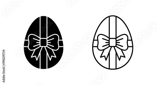 Elegant black and white easter eggs with ribbon bow designs for holiday decorations Vector