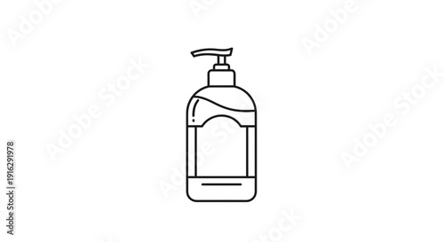 Line Art Icon of a Pump Bottle Dispenser, Liquid Soap or Lotion Container