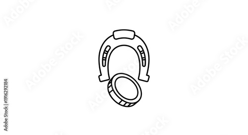Lucky Horseshoe and Gold Coin Icon: Symbol of Good Fortune and Wealth