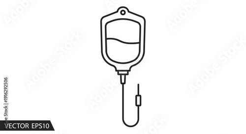 IV Drip Bag Icon Vector Illustration