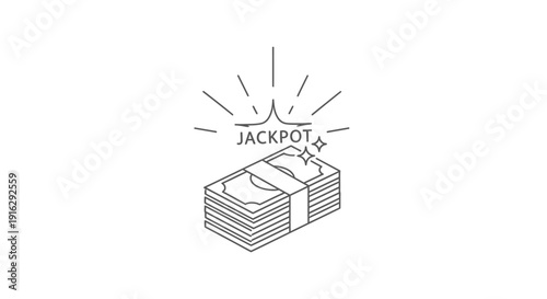 Jackpot Money Stack Icon: Winning Cash Prize, Financial Success, Lottery Win