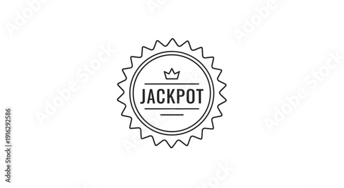 Jackpot Stamp Badge Icon with Crown, Winner, Success, and Gambling Concept