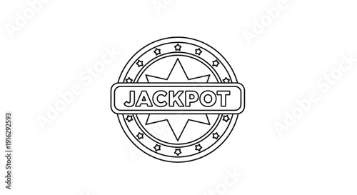 Jackpot Stamp Icon - Winning, Gambling, Casino, Luck, Success, Game Symbol