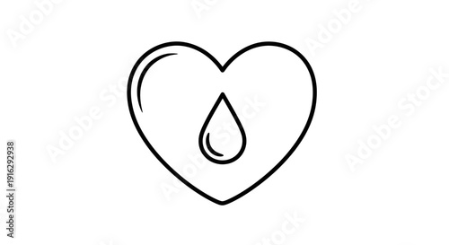Heart with Blood Drop Icon - Blood Donation, Health, Medical Symbol