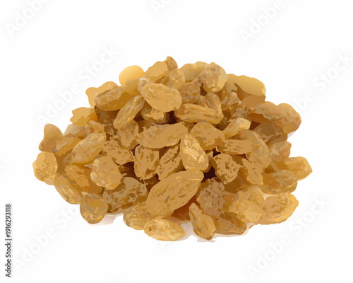 A small pile of golden raisins isolated on a white background