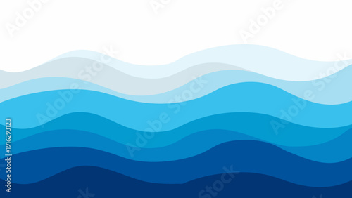 Abstract waves in shades of blue and white create a calming visual