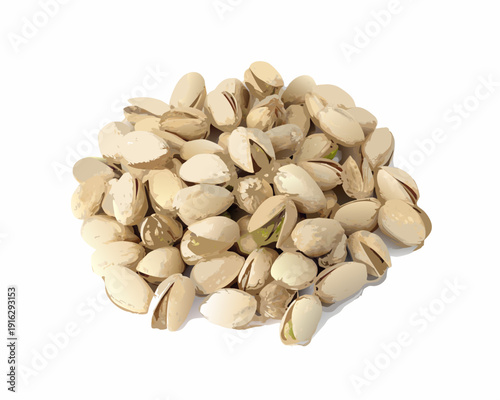 A pile of shelled pistachios isolated on a white background