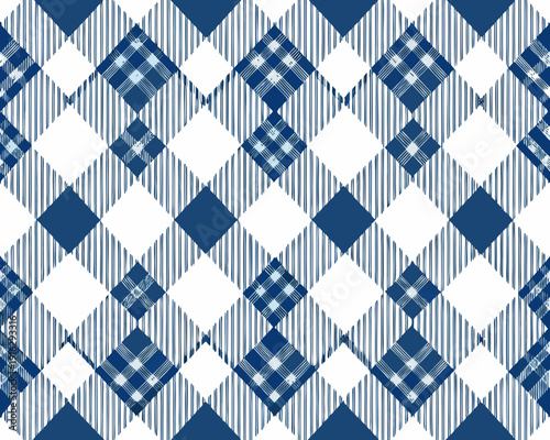 Blue and white checkered pattern a seamless textile design