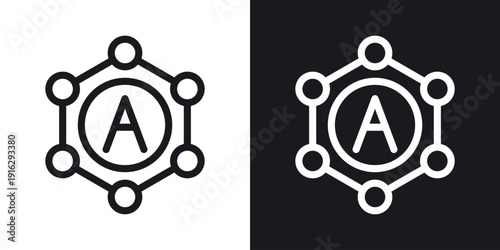 Antioxidant icon set in black and white stroke lines