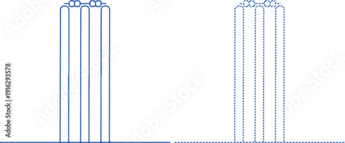 Line set illustration of curtain wall elevations isolated on transparent background silhouette