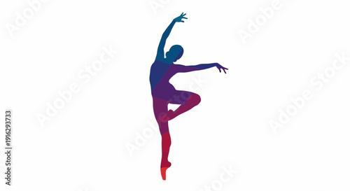 Graceful Silhouette Dancer on Pointe, Colorful Gradient