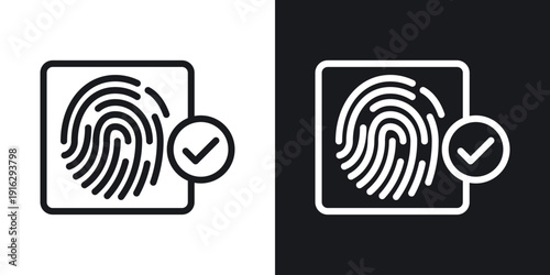 Biometric security icon set in black and white stroke lines
