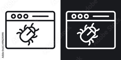 Bug icon set in black and white stroke lines