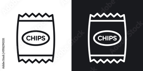 Chips icon set in black and white stroke lines