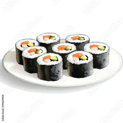 Sushi Rolls on a Plate