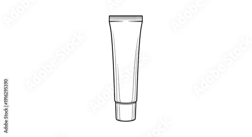 Hand-drawn illustration of a cosmetic cream tube, isolated on white background