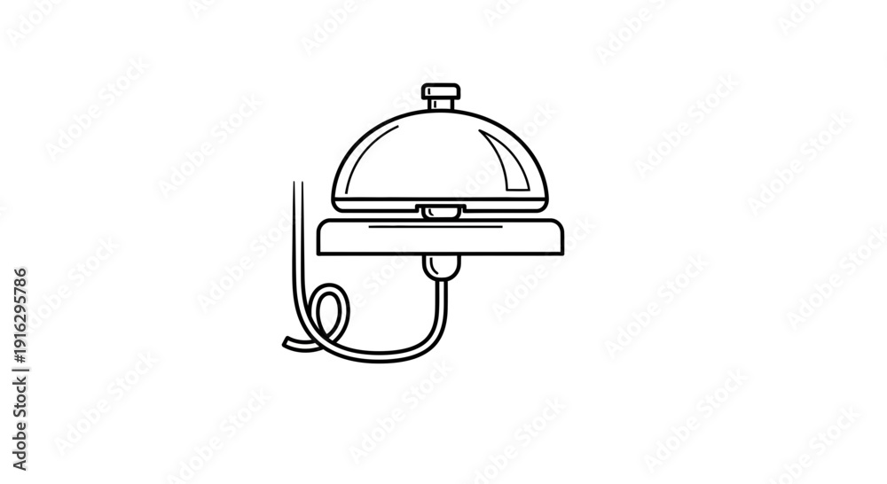 Fototapeta premium Vintage Service Bell Icon, Hotel Reception Desk Bell, Call Button, Retro Style