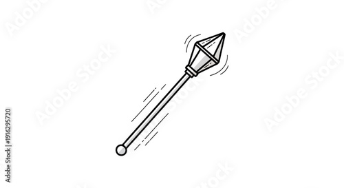 Vintage Mace Weapon Icon, Medieval Battle Symbol, Fantasy Game Asset, Line Art