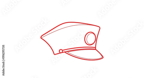 Vintage Officer's Cap Icon Outline - Military Hat Symbol