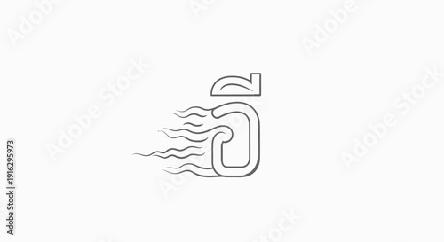 Thai Alphabet "O" Symbol with Speed Lines and Leaf Accent - Motion Concept