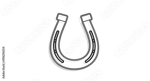 Stylized Horseshoe Icon with Shadow Effect - Good Luck Symbol