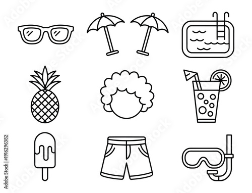 Set of vector icons representing biometric identification systems and human senses