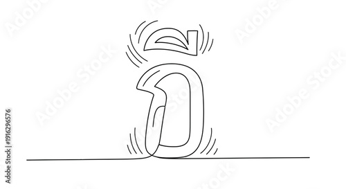 Thai Alphabet Character "Ee" (ี) - Minimalist Line Art