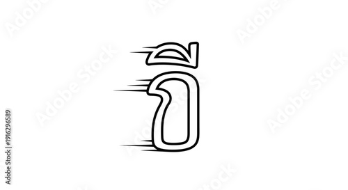Thai Alphabet Character "Ee" with Speed Lines Effect