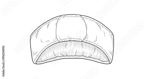 Sketch of a soft beret hat, fashion accessory, headwear illustration