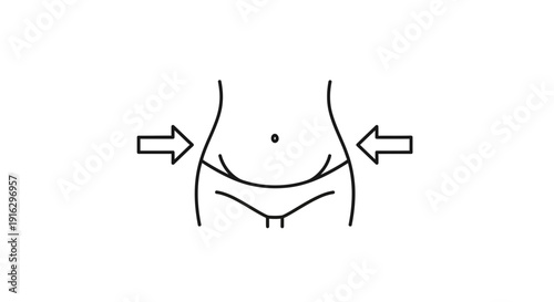 Slim waist icon with arrows indicating weight loss and body slimming