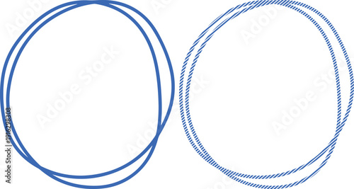 Line set of two blue oval silhouettes isolated on transparent background