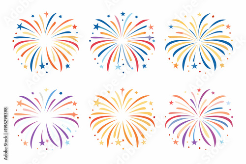 Colorful firework displays burst with vibrant light and sparkle