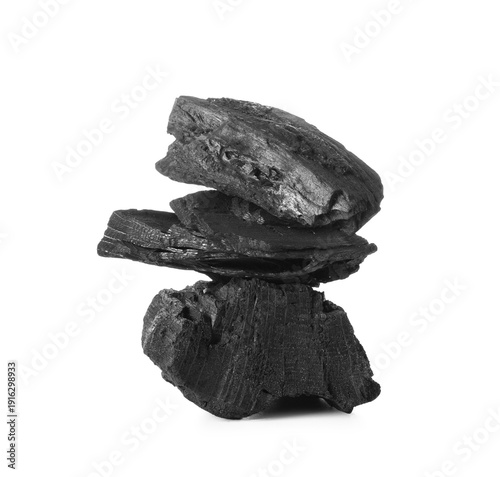 Stack of coal isolated on w...