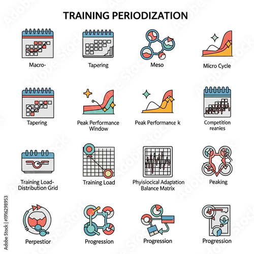 Training Periodization Icons for Sports Planning.