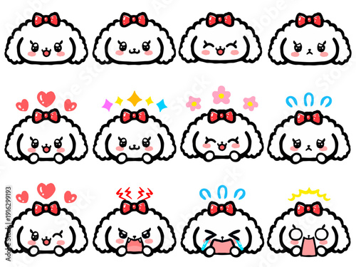 かわいいトイプードルの顔アイコンイラスト素材セット4